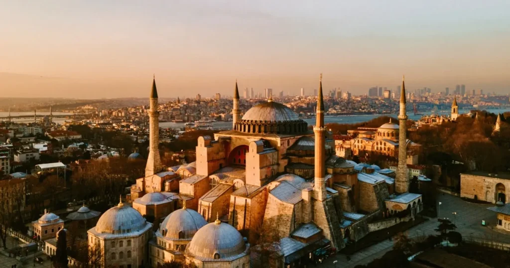 Hagia Sophia at sunset from above — a 3 day Istanbul itinerary by a local sommelier