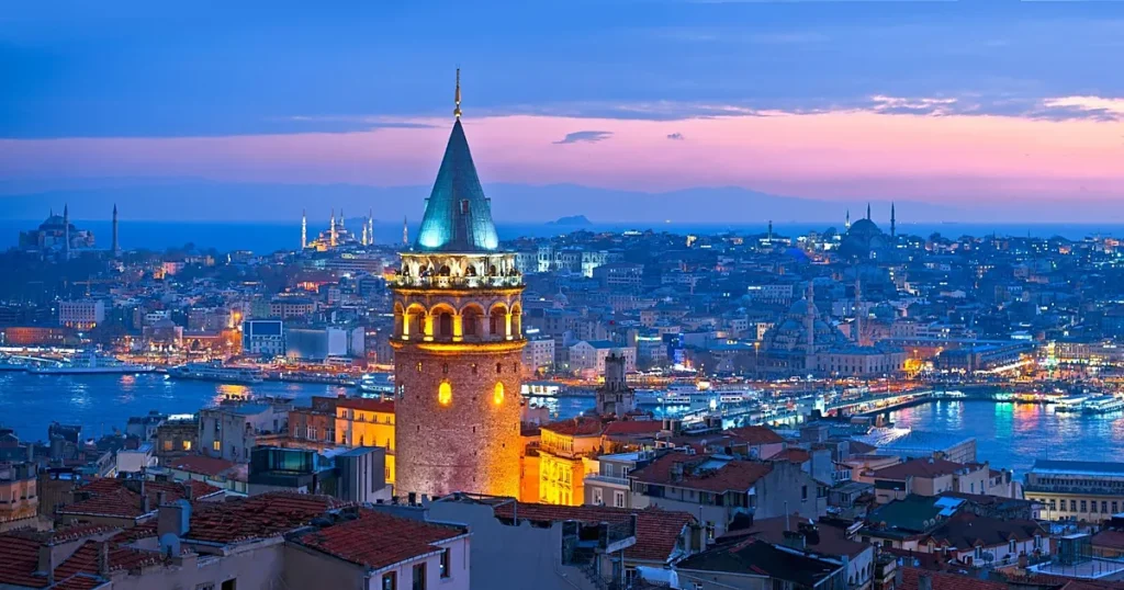 Things to do in Istanbul at night — Galata Tower and the old city at blue hour