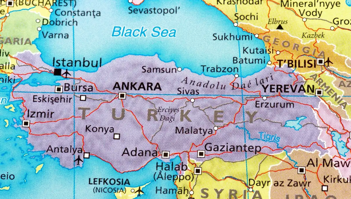Map of Turkey showing four wine regions: Thrace, Aegean, Cappadocia and Eastern Anatolia